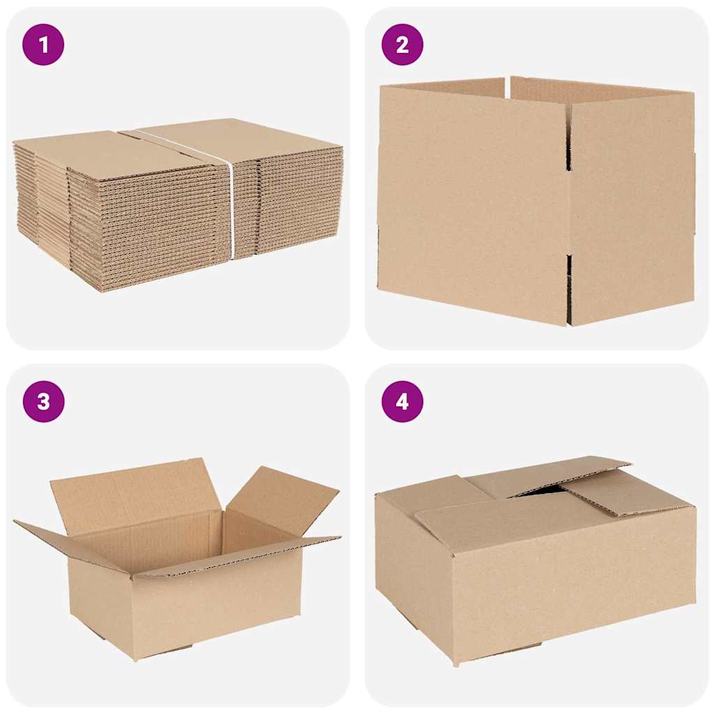 Foldbar Kasse 50 pcs Naturfarvet 25 x 17,5 x 10 cm Pap