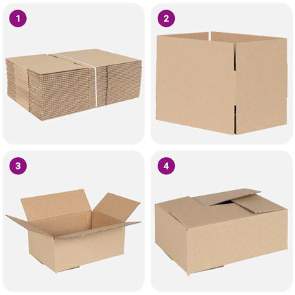 Foldbar Kasse 50 stk. Naturfarvet 25 x 17,5 x 10 cm Pap