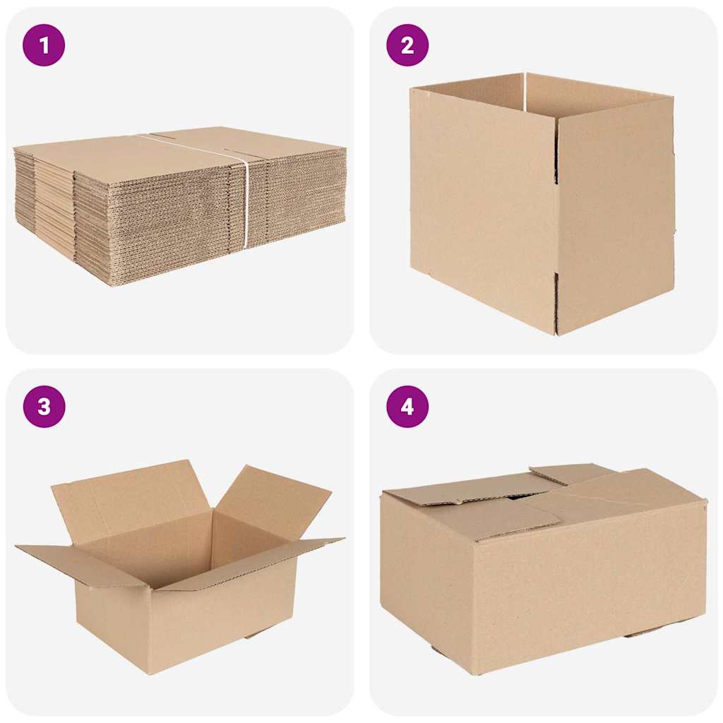 Foldbar Kasse 50 pcs Naturfarvet 30 x 21,5 x 14 cm Pap