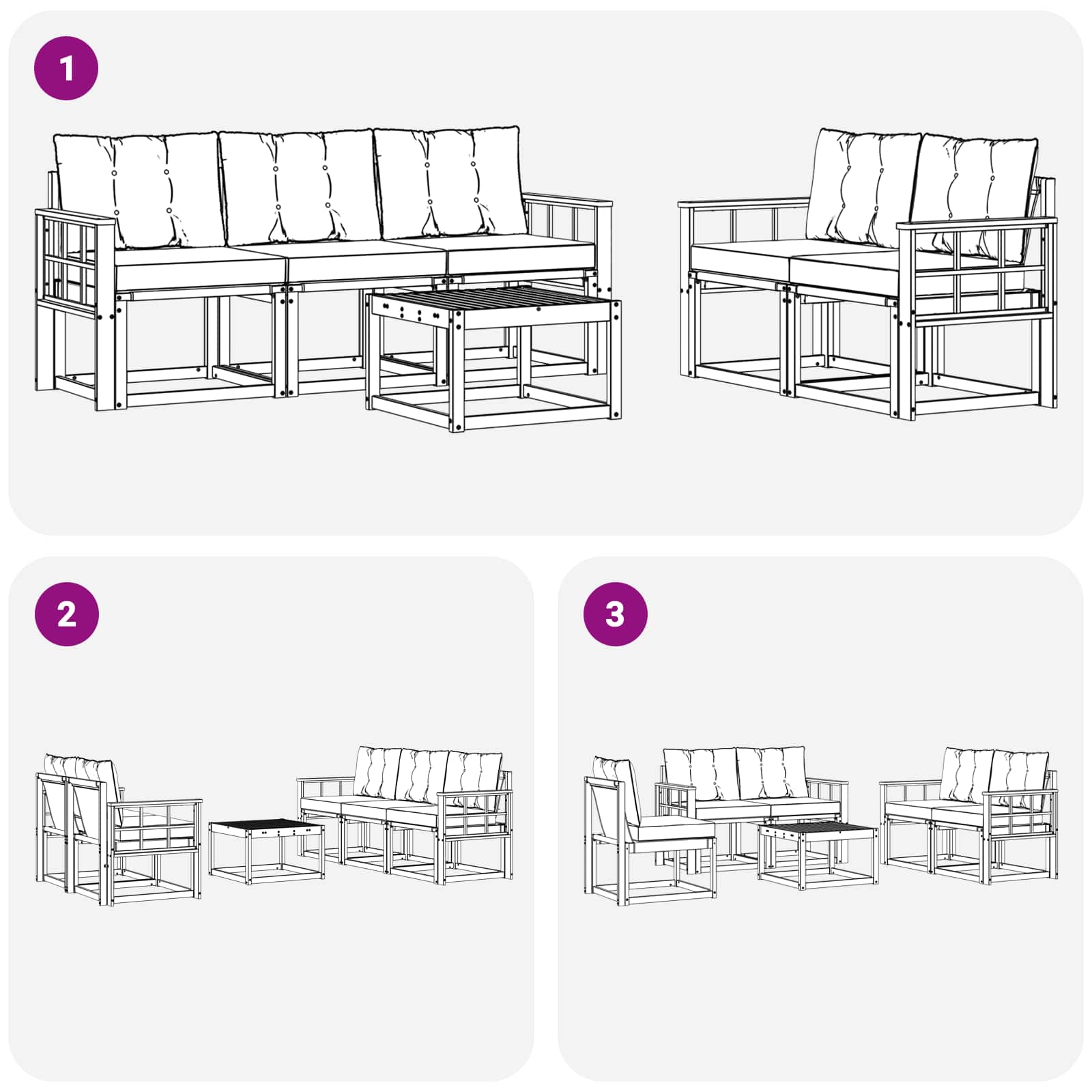 Udendørs sofagruppe med pude 6 pcs Naturlig og Beige