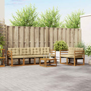 Udendørs sofagruppe med pude 7 pcs Naturlig og Beige