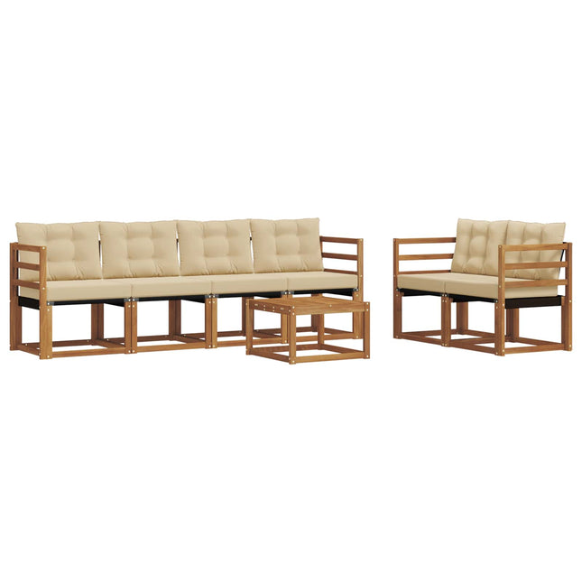 Udendørs sofagruppe med pude 7 pcs Naturlig og Beige