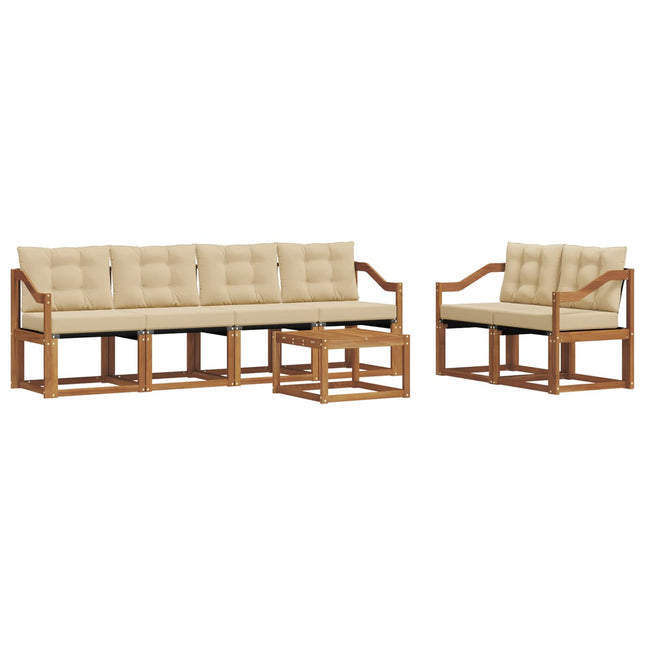 Udendørs sofagruppe med pude 7 pcs Naturlig og Beige