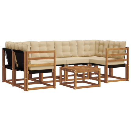 Udendørs sofagruppe med pude 7 pcs Naturlig og Beige