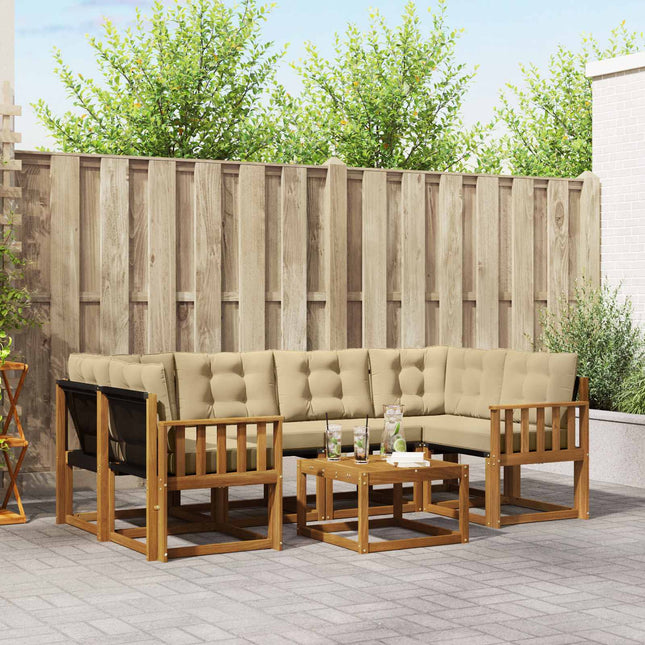 Udendørs sofagruppe med pude 7 pcs Naturlig og Beige
