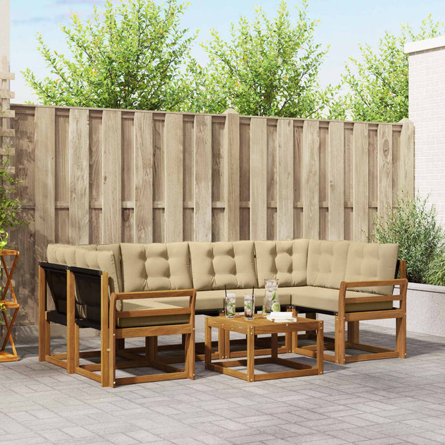 Udendørs sofagruppe med pude 7 pcs Naturlig og Beige