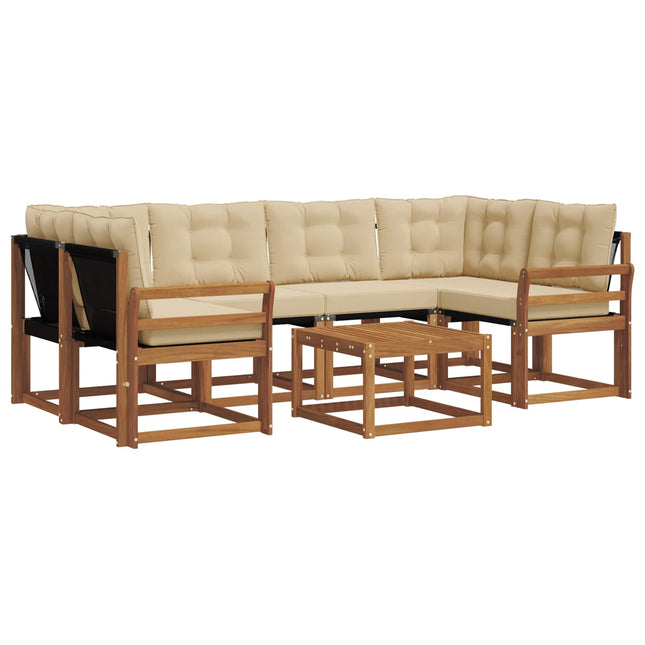 Udendørs sofagruppe med pude 7 pcs Naturlig og Beige