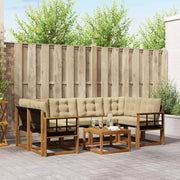 Udendørs sofagruppe med pude 7 pcs Naturlig og Beige