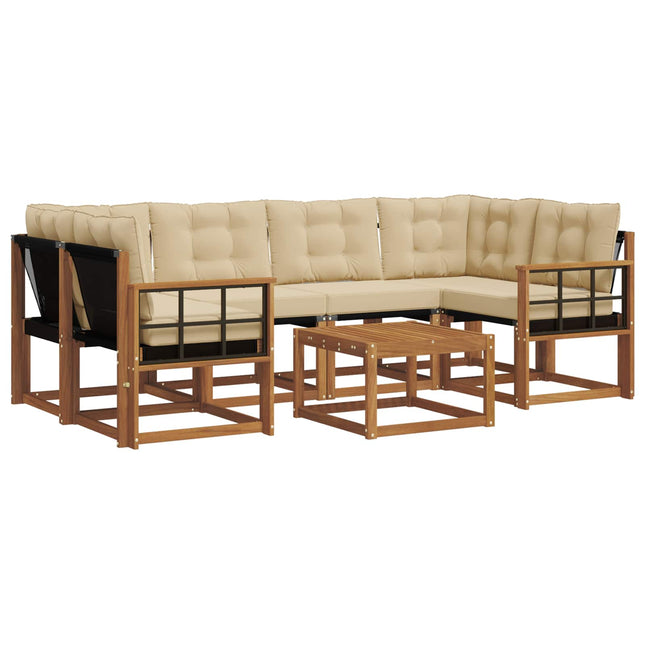 Udendørs sofagruppe med pude 7 pcs Naturlig og Beige