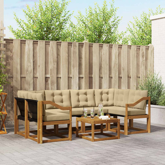 Udendørs sofagruppe med pude 7 pcs Naturlig og Beige