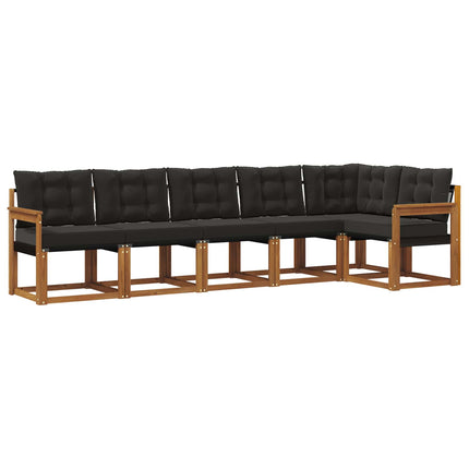 Udendørs sofagruppe med pude 6 pcs Naturlig og sort