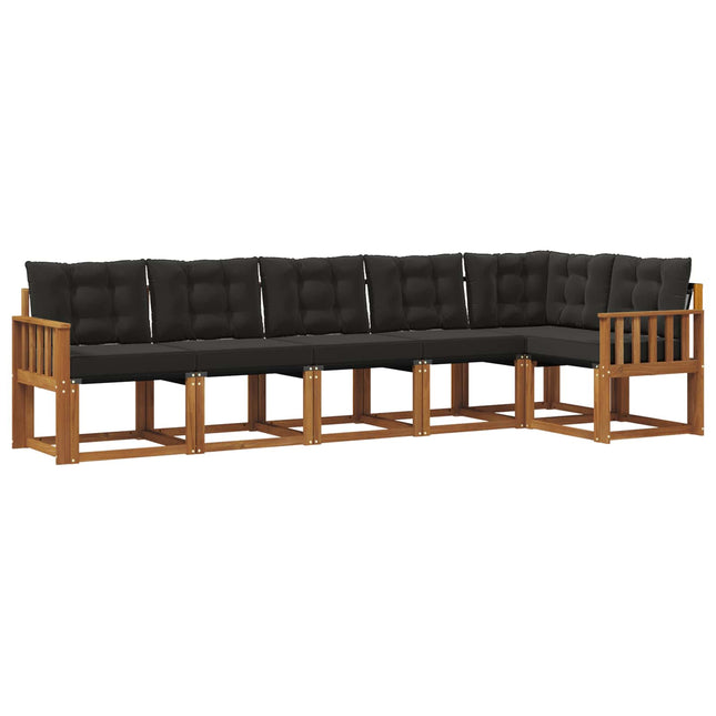 Udendørs sofagruppe med pude 6 pcs Naturlig og sort