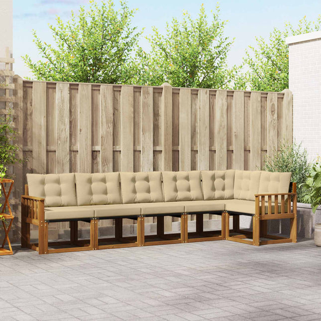 Udendørs sofagruppe med pude 6 pcs Naturlig og Beige