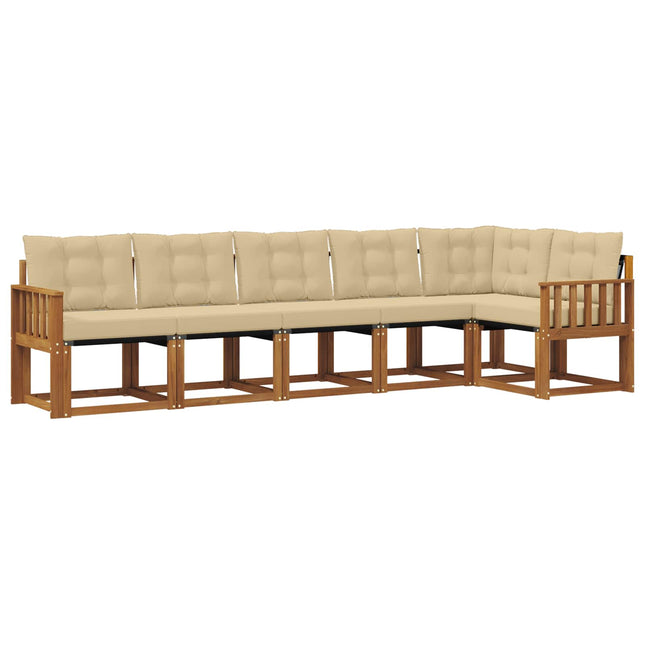 Udendørs sofagruppe med pude 6 pcs Naturlig og Beige