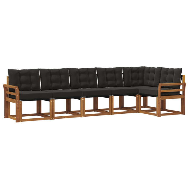 Udendørs sofagruppe med pude 6 pcs Naturlig og sort