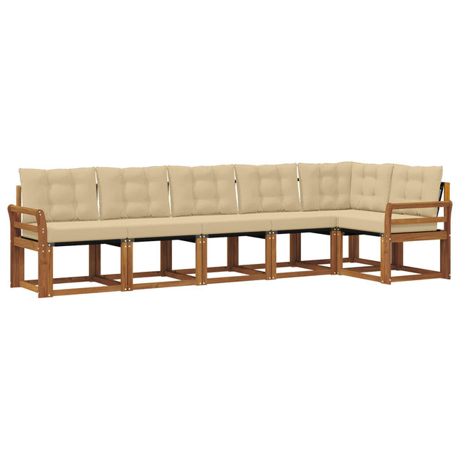 Udendørs sofagruppe med pude 6 pcs Naturlig og Beige