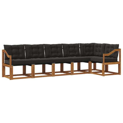 Udendørs sofagruppe med pude 6 pcs Naturlig og sort