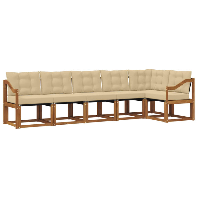 Udendørs sofagruppe med pude 6 pcs Naturlig og Beige