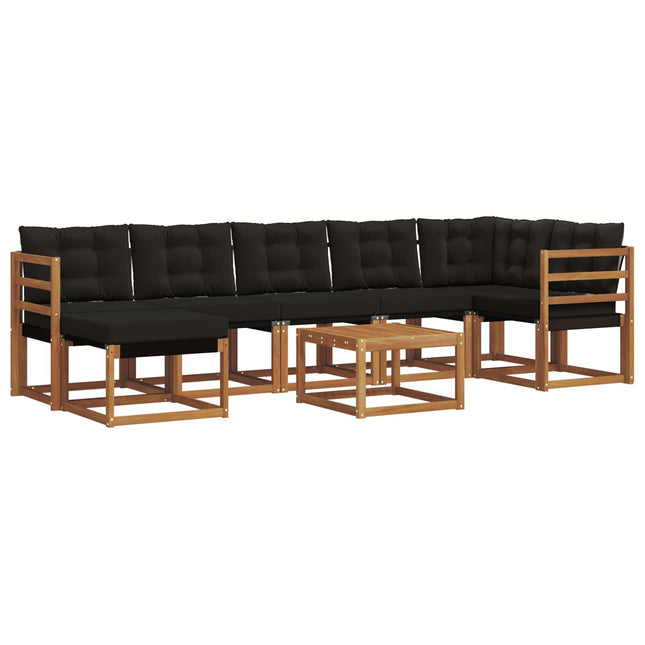 Udendørs sofagruppe med pude 8 pcs Naturlig og sort