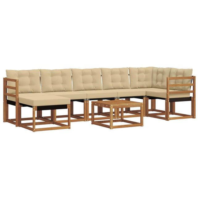 Udendørs sofagruppe med pude 8 pcs Naturlig og Beige