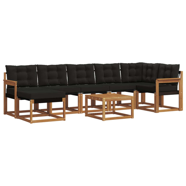 Udendørs sofagruppe med pude 8 pcs Naturlig og sort