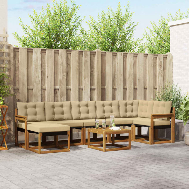 Udendørs sofagruppe med pude 8 pcs Naturlig og Beige