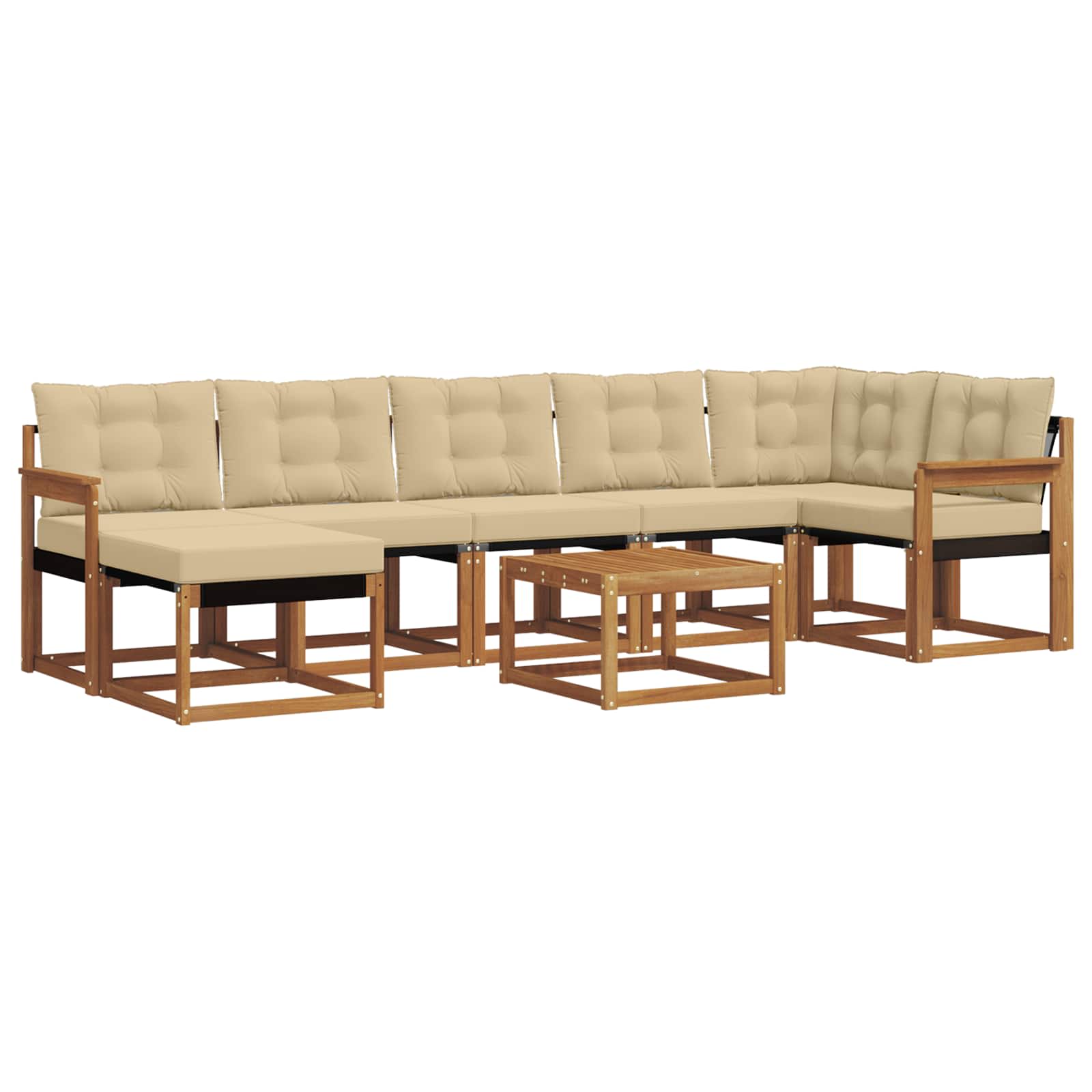 Udendørs sofagruppe med pude 8 pcs Naturlig og Beige