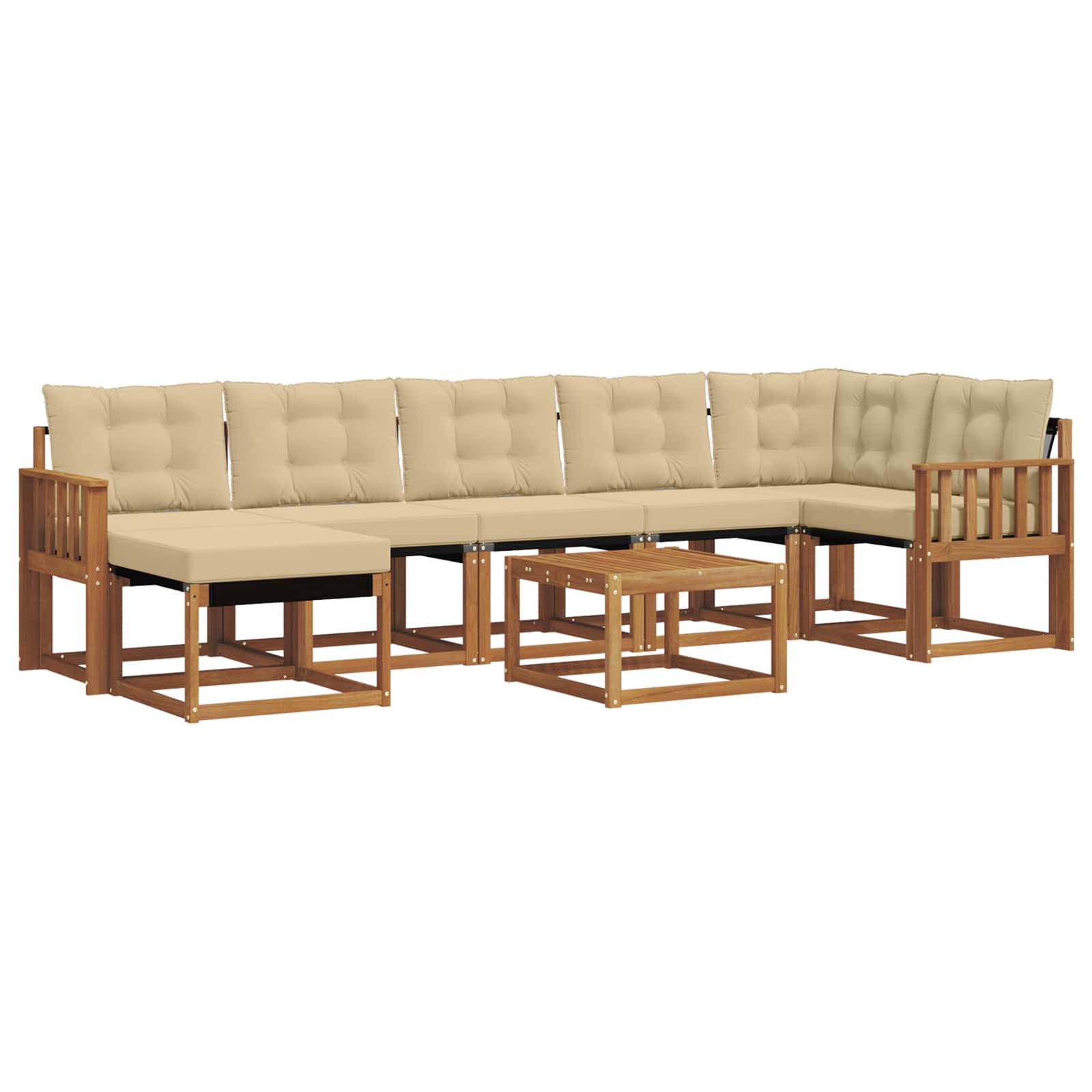 Udendørs sofagruppe med pude 8 pcs Naturlig og Beige