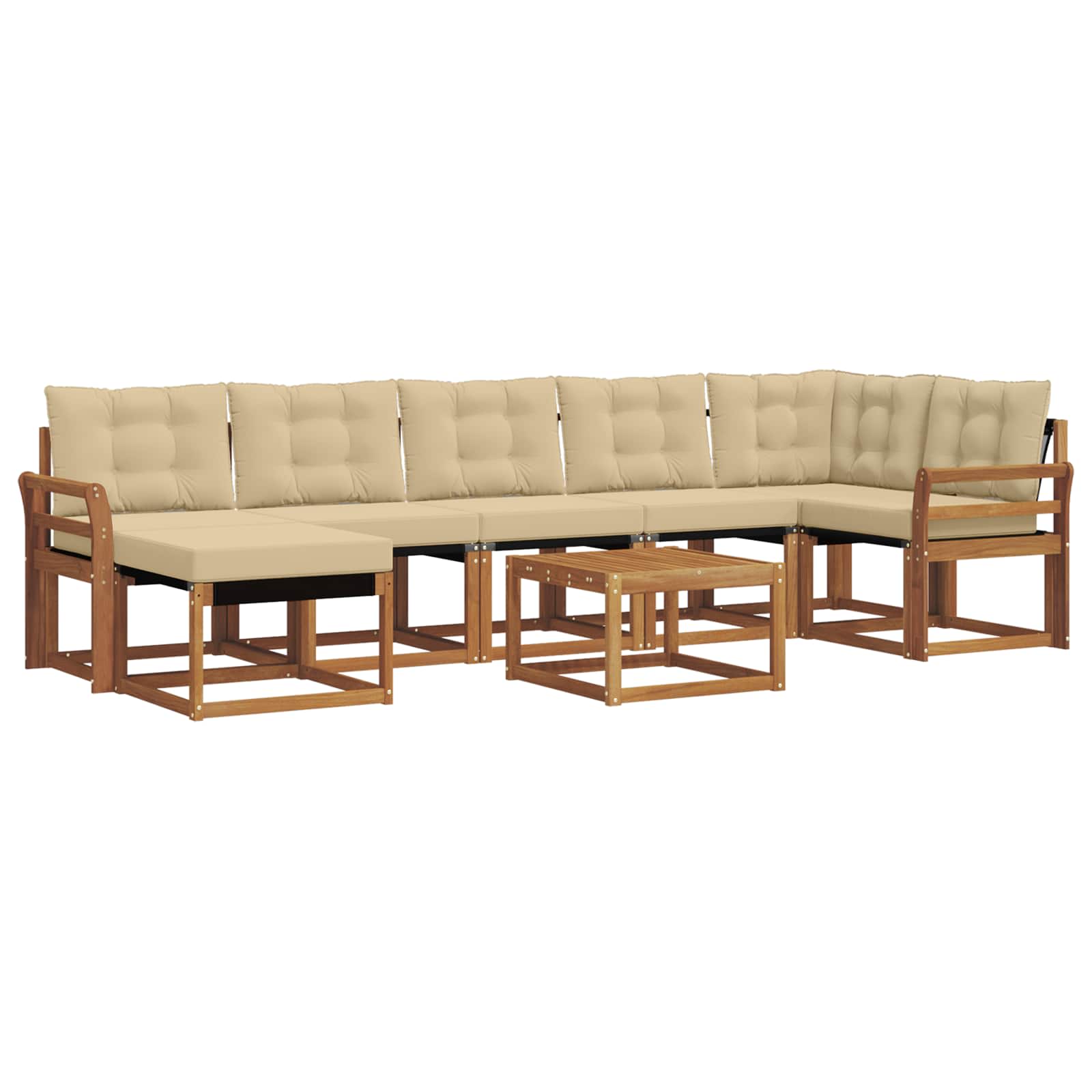 Udendørs sofagruppe med pude 8 pcs Naturlig og Beige