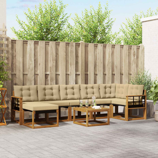 Udendørs sofagruppe med pude 8 pcs Naturlig og Beige