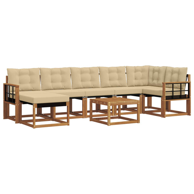 Udendørs sofagruppe med pude 8 pcs Naturlig og Beige