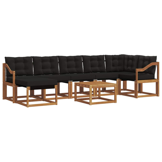 Udendørs sofagruppe med pude 8 pcs Naturlig og sort