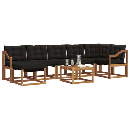 Udendørs sofagruppe med pude 8 pcs Naturlig og sort