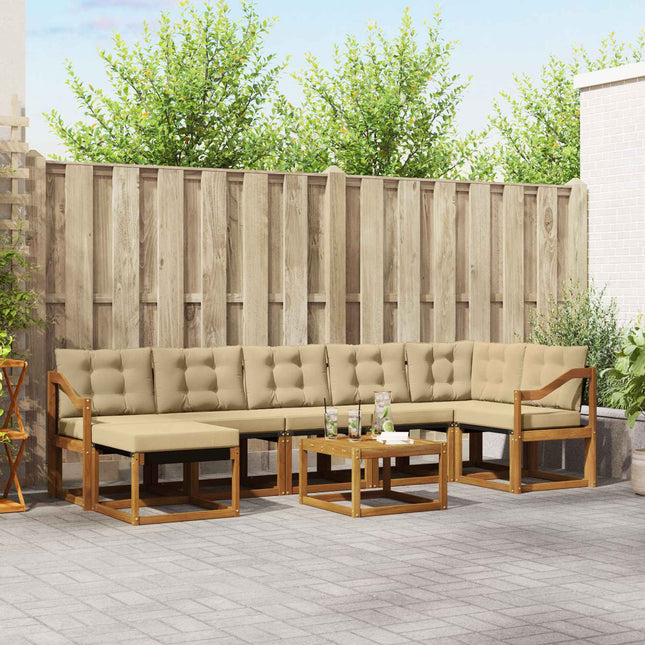 Udendørs sofagruppe med pude 8 pcs Naturlig og Beige