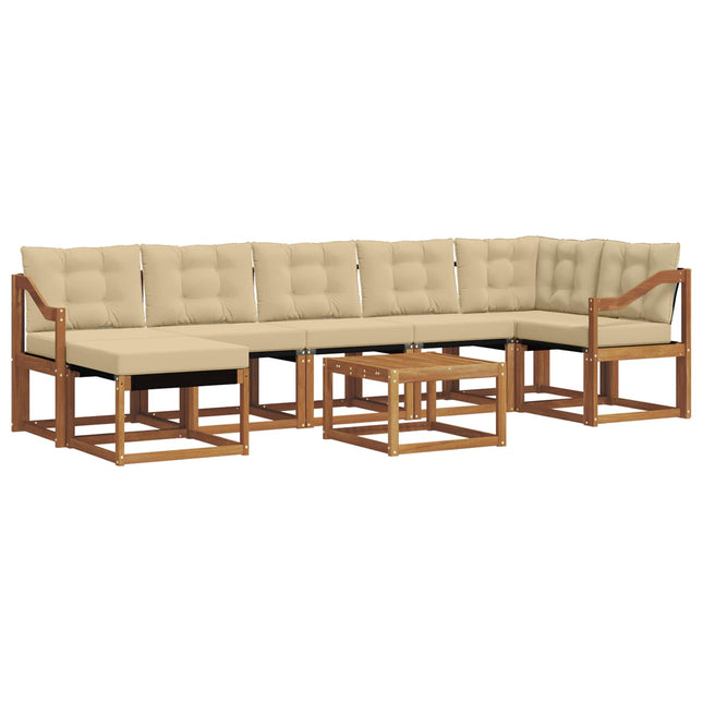 Udendørs sofagruppe med pude 8 pcs Naturlig og Beige