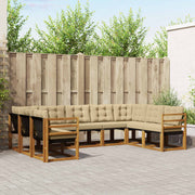 Udendørs sofagruppe 9 pcs Naturlig og Beige Massivt Akacietræ