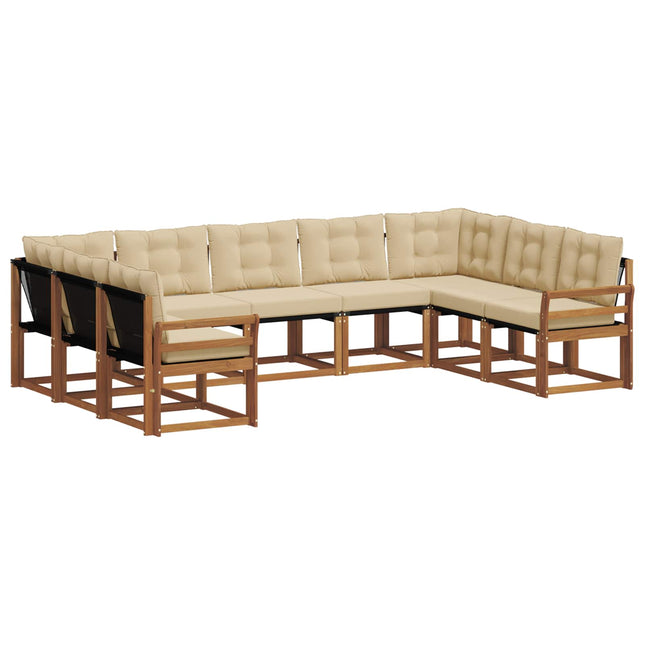 Udendørs sofagruppe med pude 9 pcs Naturlig og Beige