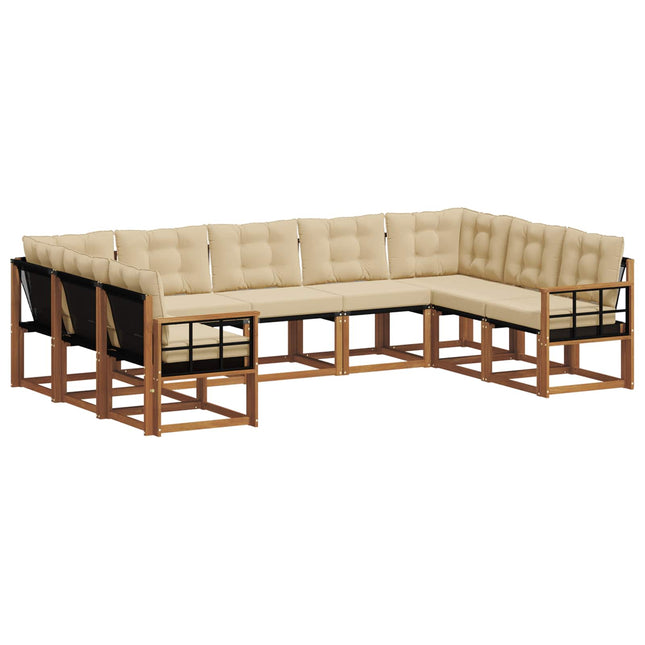 Udendørs sofagruppe med pude 9 pcs Naturlig og Beige