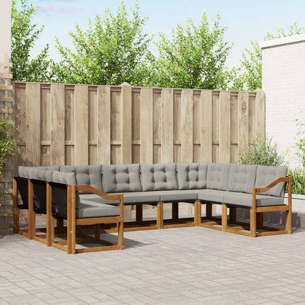Udendørs sofagruppe 9 pcs Naturlig og Lys Grå Massivt Akacietræ