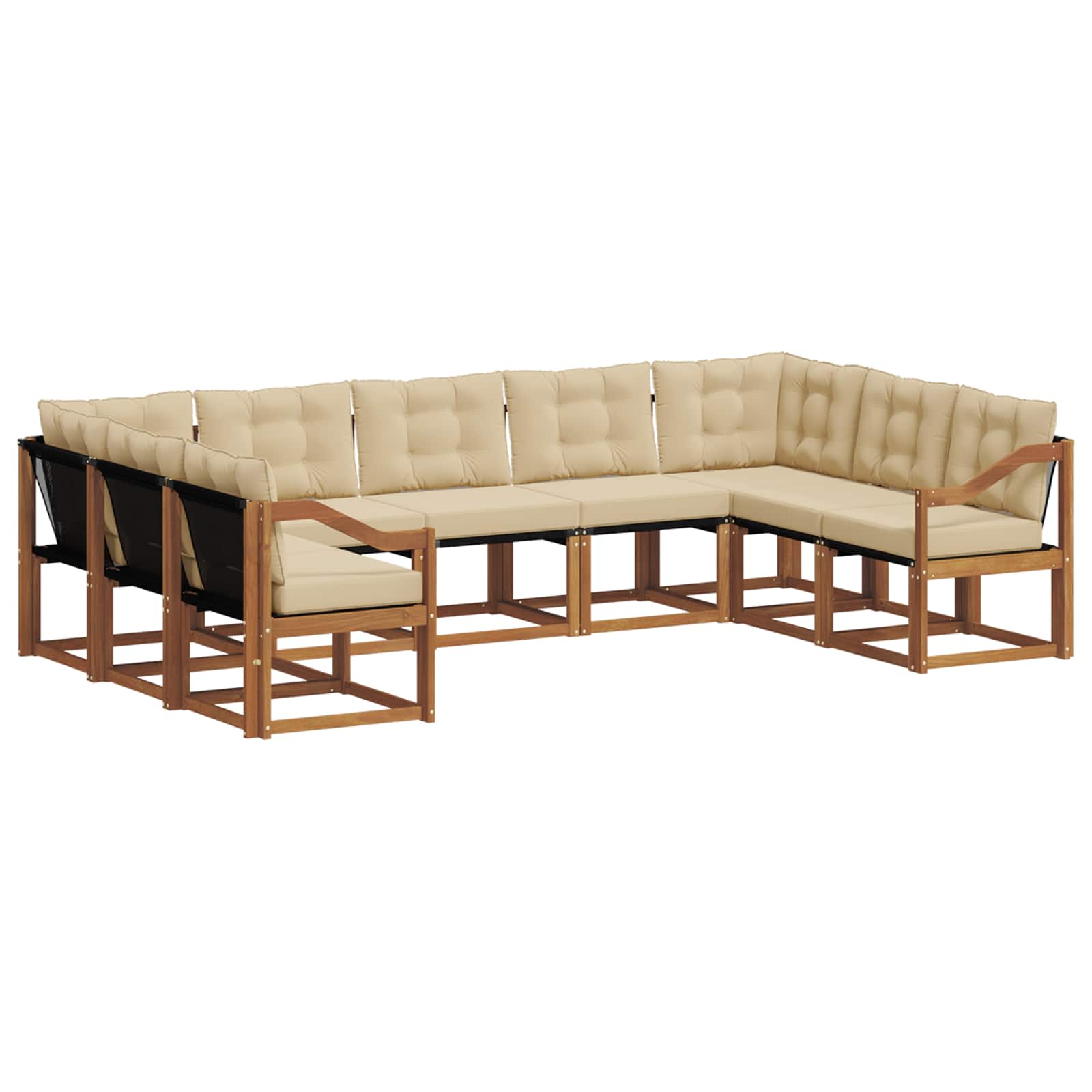 Udendørs sofagruppe med pude 9 pcs Naturlig og Beige