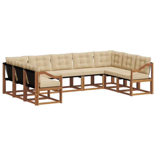 Udendørs sofagruppe med pude 9 pcs Naturlig og Beige