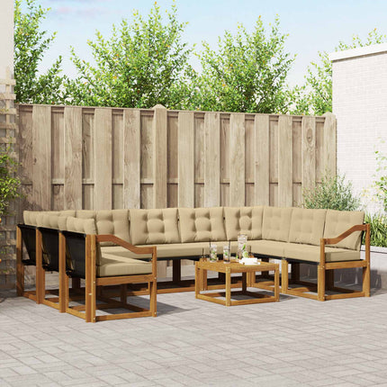Udendørs sofagruppe med pude 10 pcs Naturlig og Beige