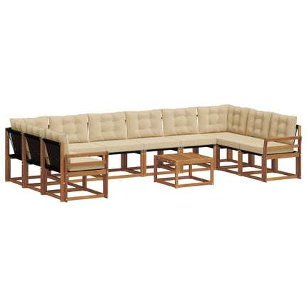 Udendørs sofagruppe med pude 11 pcs Naturlig og Beige