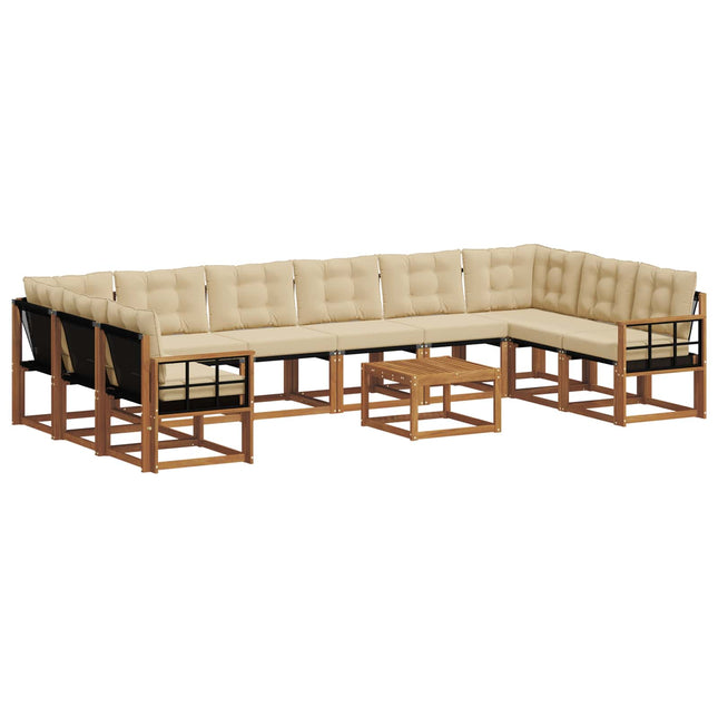 Udendørs sofagruppe med pude 11 pcs Naturlig og Beige
