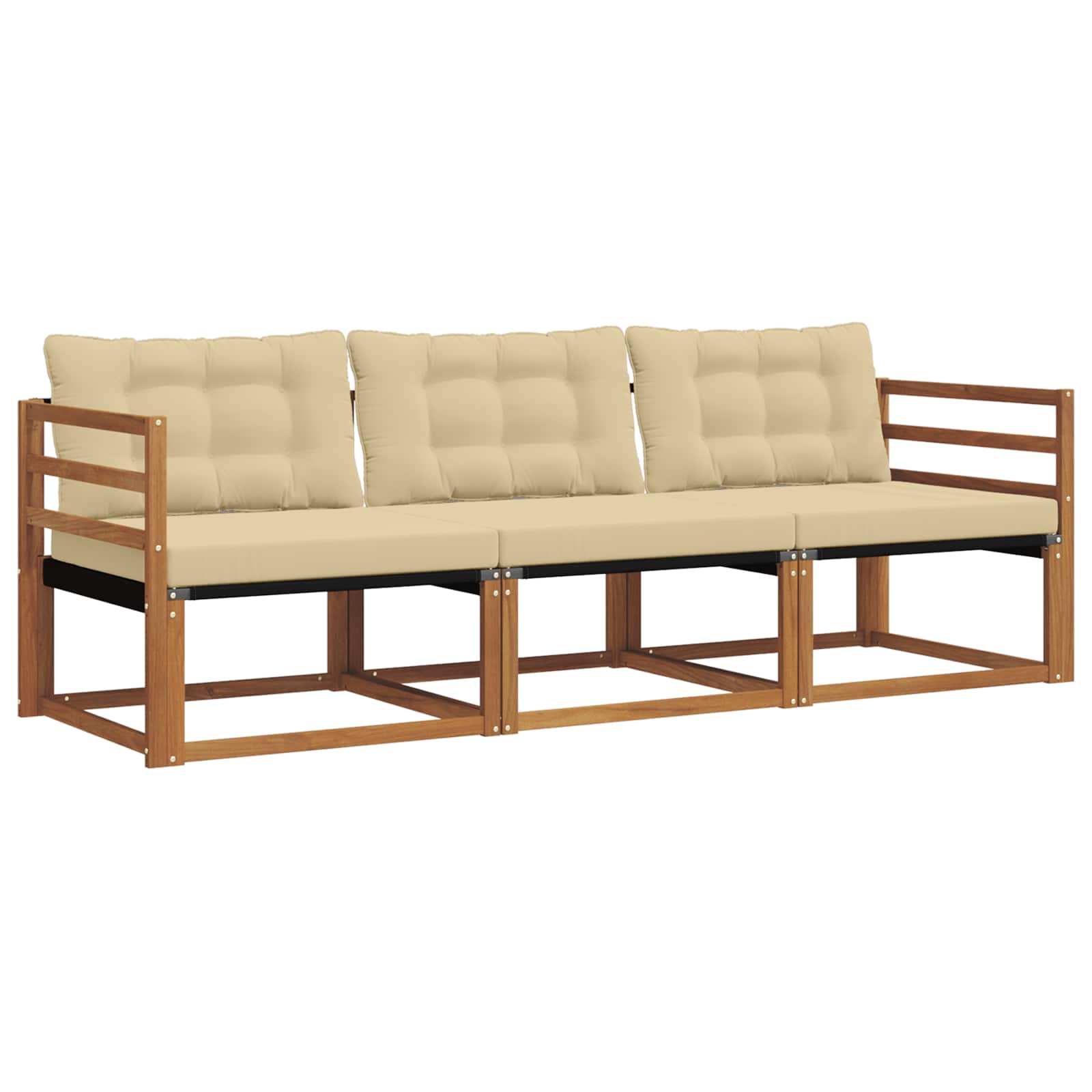 Udendørs sofagruppe med pude 3 pcs Naturlig og Beige