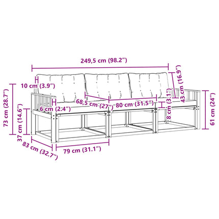 Udendørs sofagruppe med pude 3 pcs Naturlig og Beige