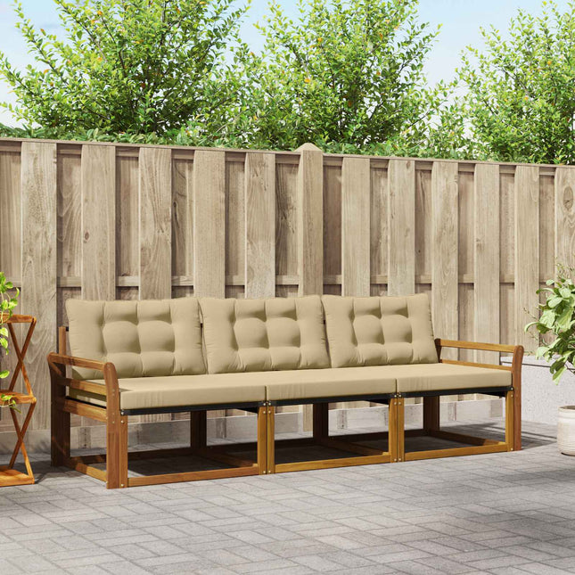 Udendørs sofagruppe med pude 3 pcs Naturlig og Beige