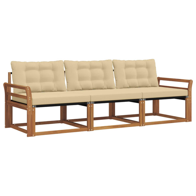 Udendørs sofagruppe med pude 3 pcs Naturlig og Beige