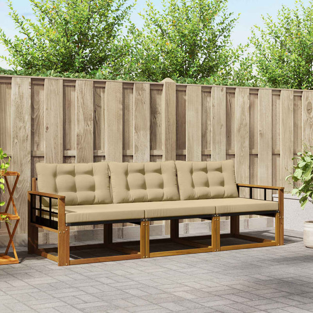 Udendørs sofagruppe med pude 3 pcs Naturlig og Beige