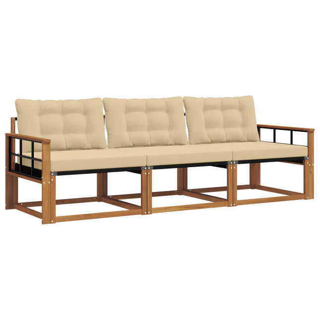 Udendørs sofagruppe med pude 3 pcs Naturlig og Beige